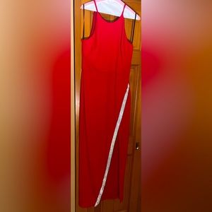 Women’s red formal dress with sparkle